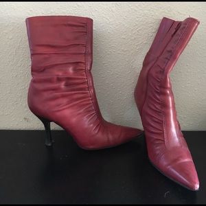 Red ankle boots